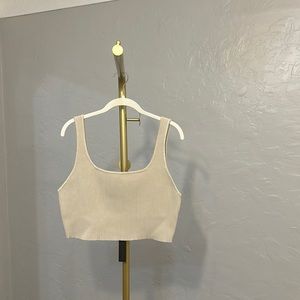 NWT House of Harlow 1960 Nude Tan Ribbed Contour Crop Top XL